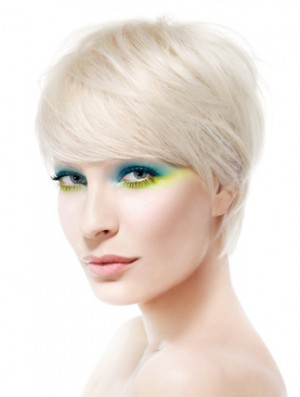 Lace Front Boycuts Short Straight 8 inch Platinum Blonde Soft Fashion Wigs