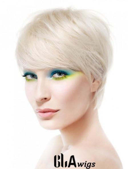 Lace Front Boycuts Short Straight 8 inch Platinum Blonde Soft Fashion Wigs