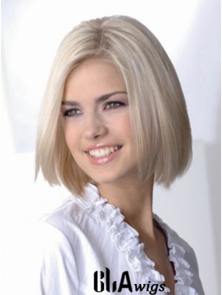 Full Lace Bobs Chin Length Straight 12 inch Platinum Blonde Sassy Fashion Wigs