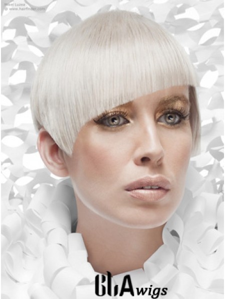 Lace Front Boycuts Short Straight 8 inch Platinum Blonde Cheapest Fashion Wigs