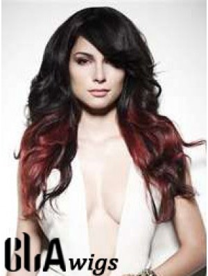Stylish Ombre/2 Tone Long Wavy With Bangs 22 inch Human Lace Wigs