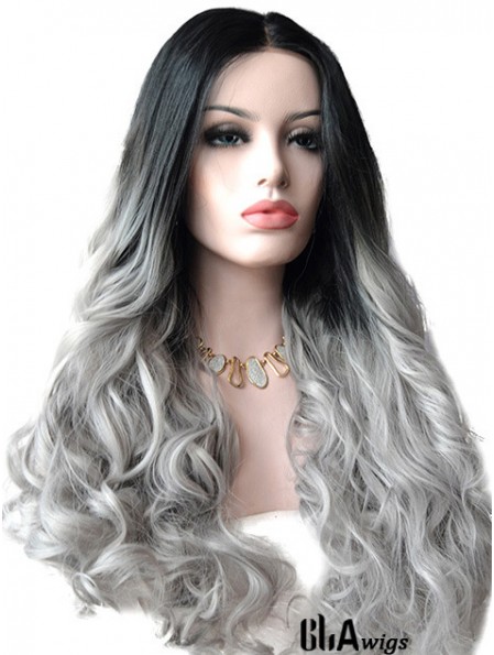 22 inch Ombre/2 Tone Long Without Bangs Wavy Durable Lace Wigs