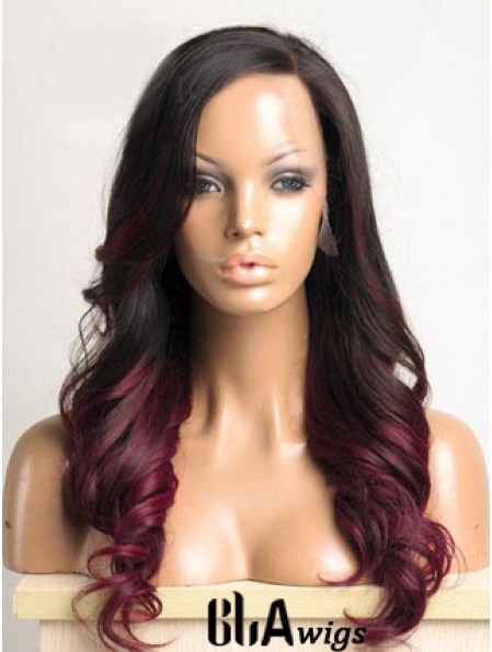 Long Ombre/2 Tone Wavy Without Bangs Ideal African American Wigs