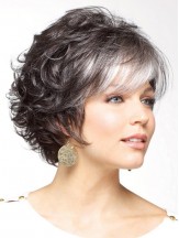 Classic Cut Wig Grey Short Curly Wigs With Capless