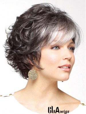 Classic Cut Wig Grey Short Curly Wigs With Capless