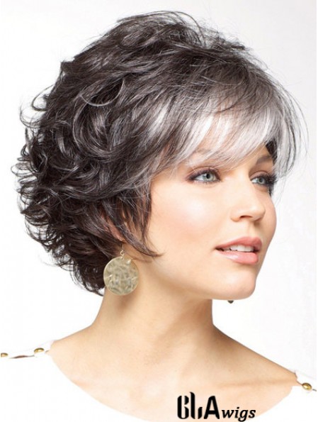 Classic Cut Wig Grey Cut Short Length Curly Style With Capless