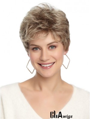Synthetic Affordable Cropped Wavy Grey Wigs