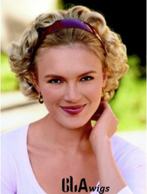 Short Curly Blonde Top Synthetic Half Wigs