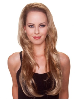 Long Straight Blonde Stylish Synthetic Half Wigs