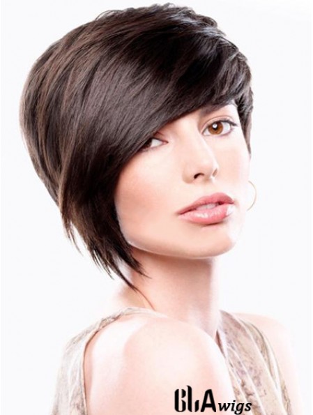 Brown Straight Chin Length Bobs Capless Cheapest Wigs Online