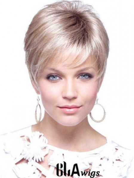 Blonde Cropped Straight Boycuts Capless Modern Ladies Wigs