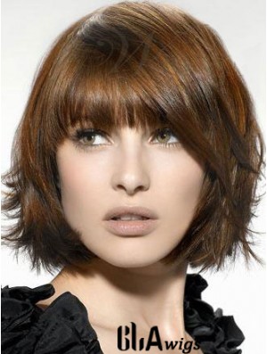 Auburn Straight Chin Length Bobs Capless Cheap Wigs For Sale