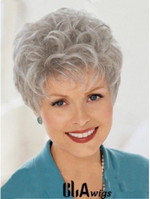 Discount Wigs With Capless Grey Cut Wavy Style Short Length