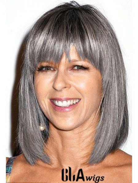 Straight Lace Front 12 inch Modern Shoulder Length Grey Wigs