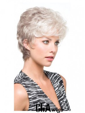 Salt And Pepper Grey Shorter Hair With Synthetic Capless Wavy Wigs