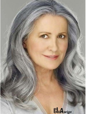 Wavy Lace Front 16 inch Best Shoulder Length Grey Wigs