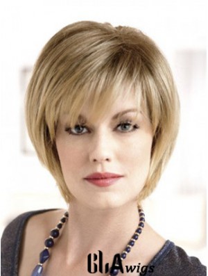 Lace Front Straight Layered Short 8 inch Top Human Hair Wigs