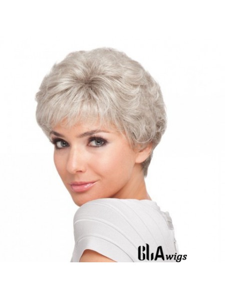 Short Hair Style For Older Ladies With Synthetic Capless Grey Cut