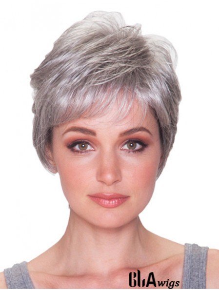 Grey Hair Wigs Grey Cut Short Length Straight Style