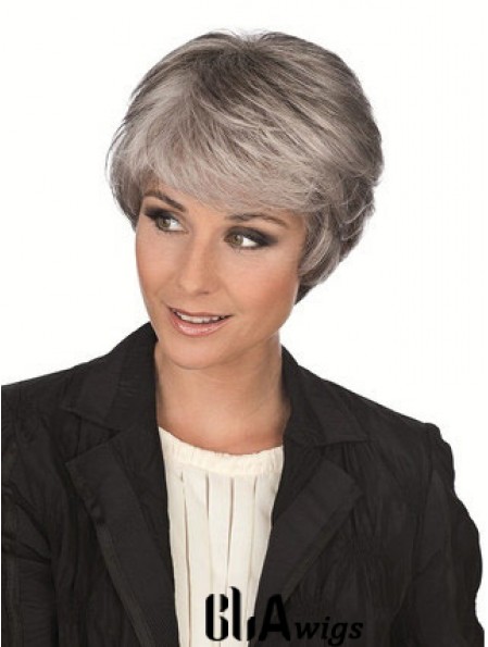 Synthetic Sassy Short Straight Grey Wigs