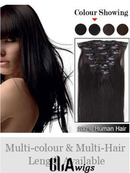 Cheap Brown Straight Remy Human Hair Clip In Hair Extensions