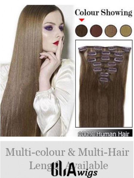 Best Brown Straight Remy Human Hair Clip In Hair Extensions