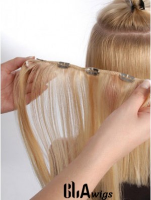 Hair Extension Clips Remy Straight Style Blonde Color