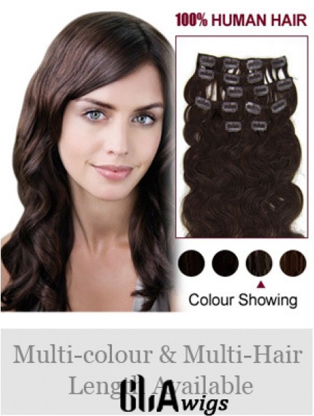 Best Brown Wavy Remy Human Hair Clip In Hair Extensions