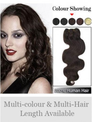 Wavy Remy Human Hair Brown Sassy Weft Extensions