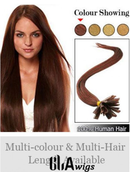 Auburn Straight Hairstyles Nail/U Tip Hair Extensions