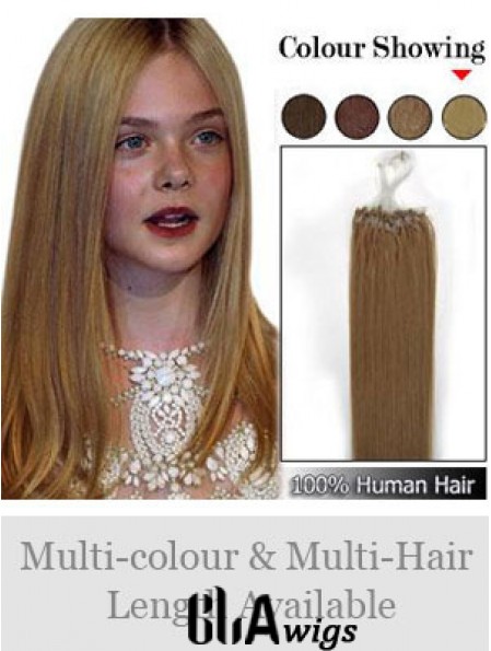 Modern Brown Straight Micro Loop Ring Hair Extensions