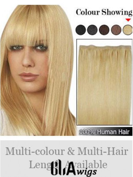 Straight Remy Human Hair Blonde Suitable Weft Extensions