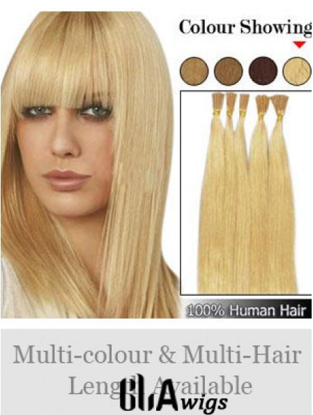 Blonde Straight Stick/I Tip Hair Extensions