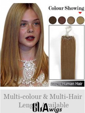 High Quality Brown Straight Micro Loop Ring Hair Extensions