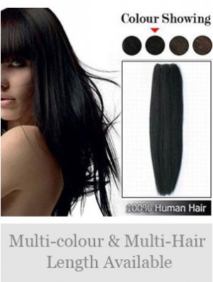 Straight Remy Human Hair Black Comfortable Weft Extensions