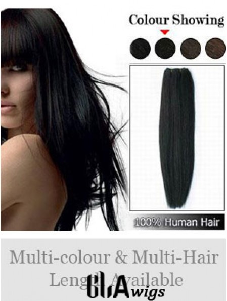 Straight Remy Human Hair Black Comfortable Weft Extensions