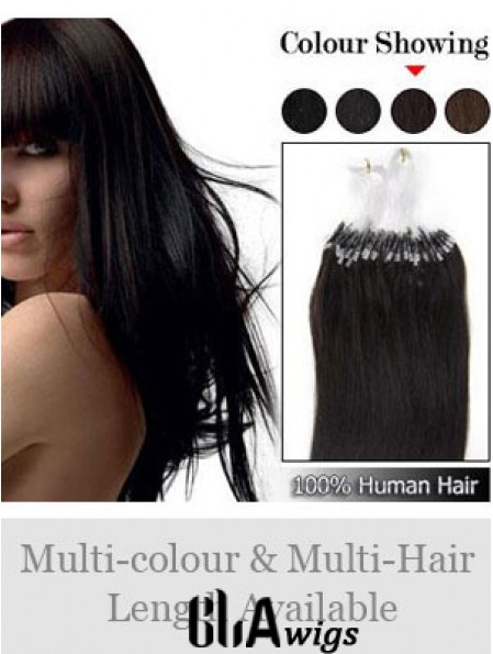 Beautiful Black Straight Micro Loop Ring Hair Extensions