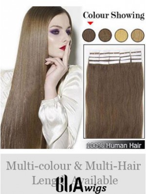 Brown Straight Exquisite Remy Human Hair Tape In Hair Extensions