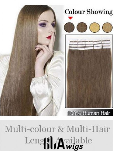 Brown Straight Exquisite Remy Human Hair Tape In Hair Extensions