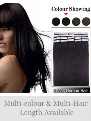 Black Straight Soft Remy Human Hair Tape In Hair Extensions