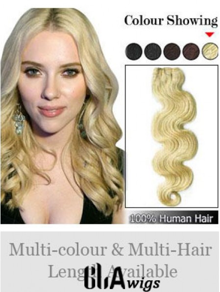 Wavy Remy Human Hair Blonde Fashionable Weft Extensions