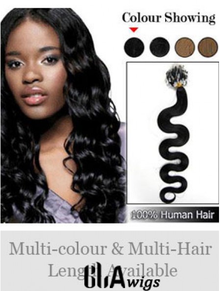 Top Black Wavy Micro Loop Ring Hair Extensions