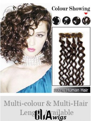 Brown Curly Soft Nail/U Tip Hair Extensions