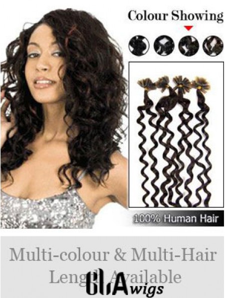 Black Curly Comfortable Nail/U Tip Hair Extensions