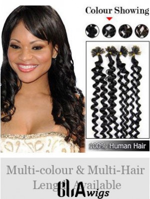 Black Curly Trendy Nail/U Tip Hair Extensions