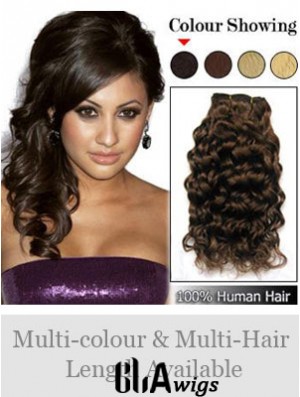 Curly Remy Human Hair Brown Online Weft Extensions