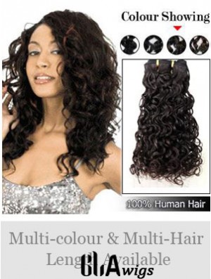 Curly Remy Human Hair Black Modern Weft Extensions