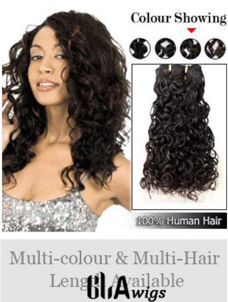 Curly Remy Human Hair Black Modern Weft Extensions