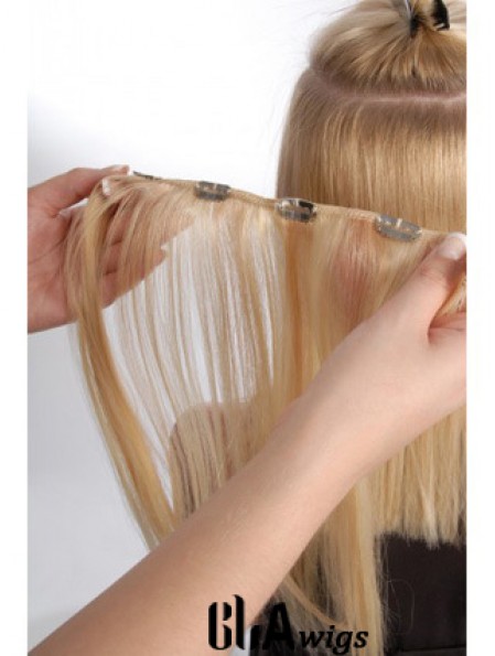 Flexibility Blonde Straight Remy Human Hair Clip In Hair Extensions