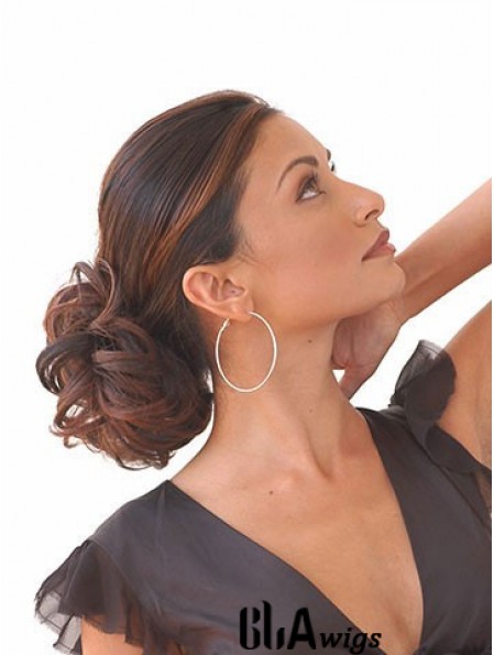 Comfortable Brown Curly Synthetic Clip In Hairpieces